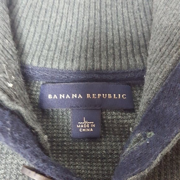 Banana Republic Men's Knit Mock Neck Sweater Linen Blend Size Large Green - Picture 2 of 6